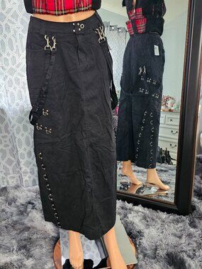 MACGEAR Y2K Denim Buckle Maxi Skirt – Size XS – NWT